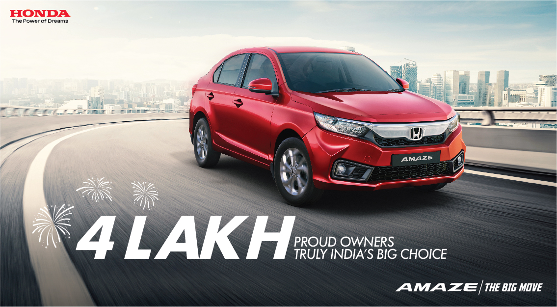 Honda Amaze India Beats 4 Lakh Cumulative Sales Milestone as Largest Selling Model