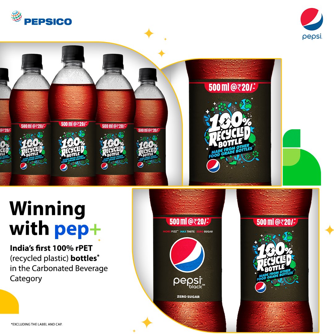 PepsiCo India Introduces Pepsi Black Bottles Made Of 100% Recycled Plastic  - The NFA Post